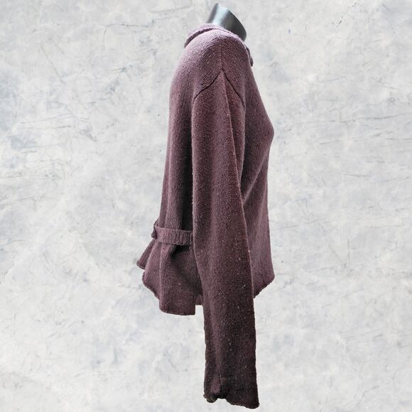 J Jill Purple Silk Wool Blend Collared Button Front Sweater Women’s Size Small - Picture 3 of 6